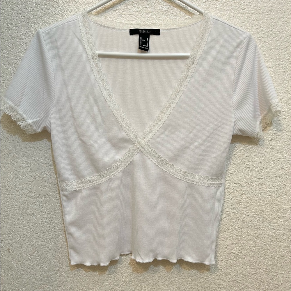 White Lace Cropped Top